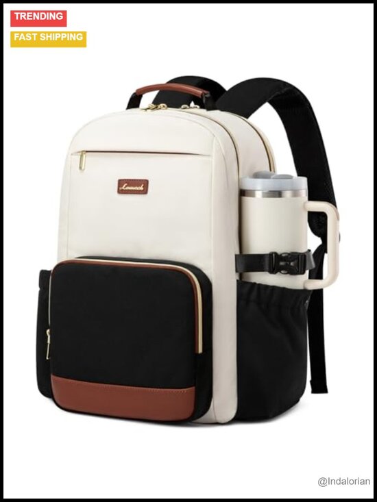 Polyester Laptop Backpack for Women, Large Capacity Cup Pocket, 17 Inch Travel main image 4